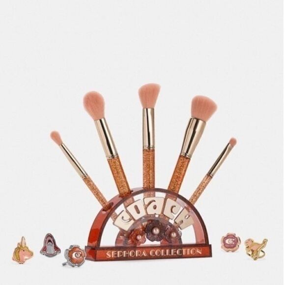 NWT COACH COLLECTION TEA ROSE BRUSH SET MAKEUP SET - Picture 2 of 7